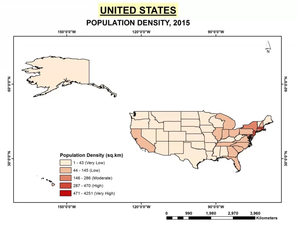 USA POPULATION DENSITY MAP -