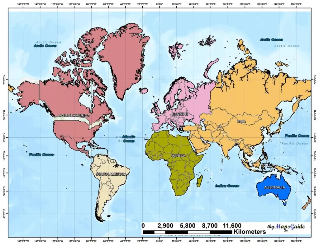 world map of latitude and longitude -